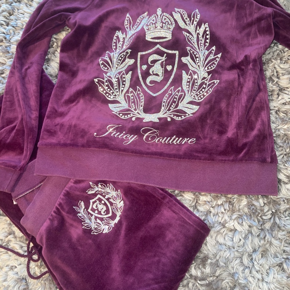 Juicy Couture - PANTS -plum velour tracksuit - S